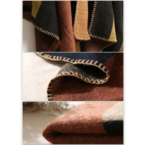 ZORI Premium Wool Blend Poncho Sweater – Winter Wrap Cape for Women