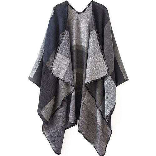 ZORI Premium Wool Blend Poncho Sweater – Winter Wrap Cape for Women