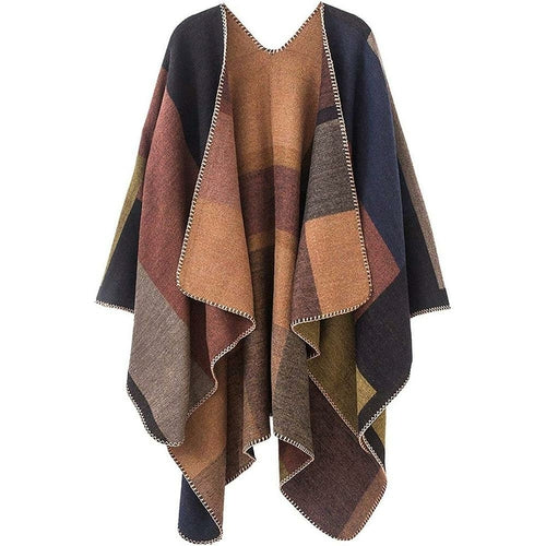 ZORI Premium Wool Blend Poncho Sweater – Winter Wrap Cape for Women