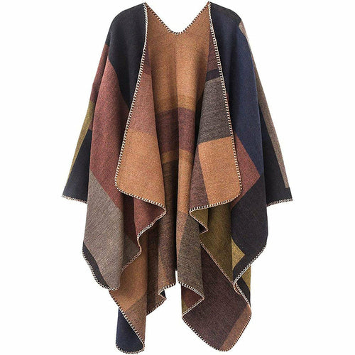 ZORI Premium Wool Blend Poncho Sweater – Winter Wrap Cape for Women