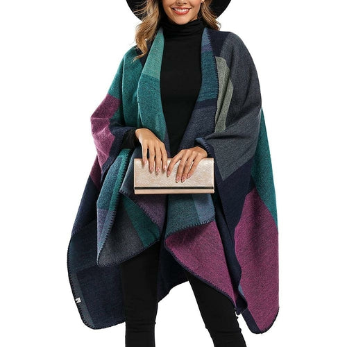 ZORI Premium Wool Blend Poncho Sweater – Winter Wrap Cape for Women