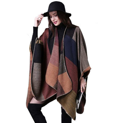 ZORI Premium Wool Blend Poncho Sweater – Winter Wrap Cape for Women
