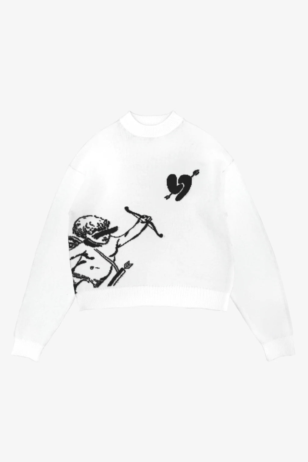 Unisex White Graphic Knit Sweatshirt – “Loyalty Over Love” Statement Edition