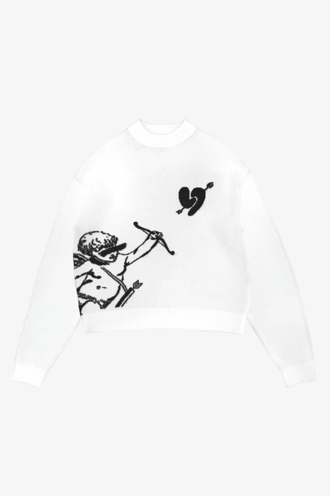 Unisex White Graphic Knit Sweatshirt – “Loyalty Over Love” Statement Edition